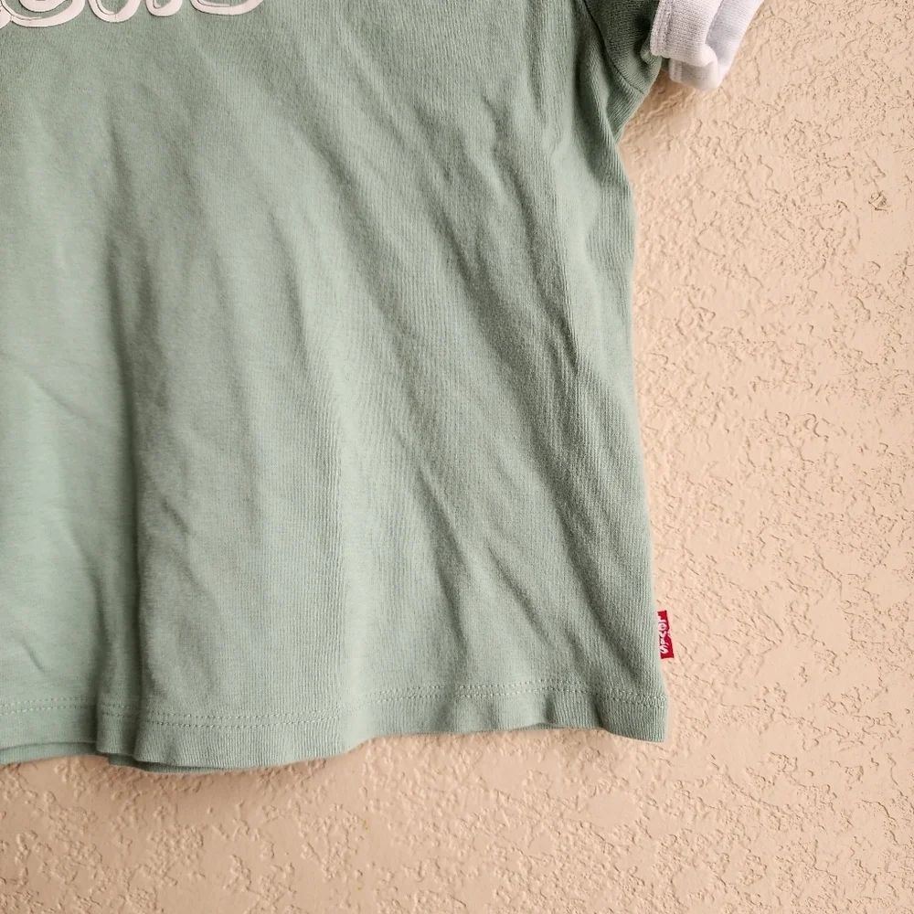 Levi's green and white crop top Short sleeve shirt Size L - Picture 5 of 9